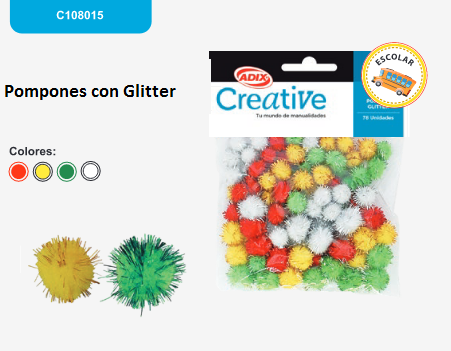 Pompones con Glitter    C108015