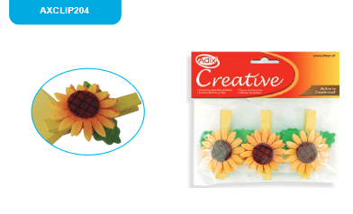 Pinzas de Madera con Pañolenci Girasoles    AXCLIP204