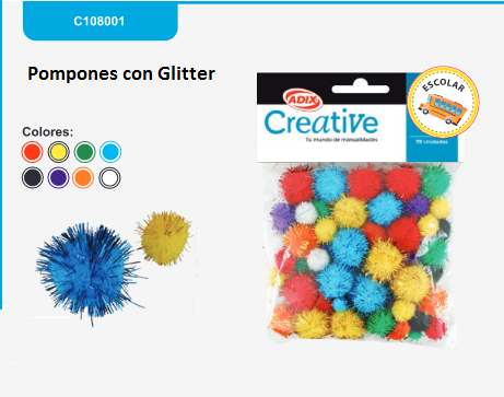 Pompones con Glitter    C108001