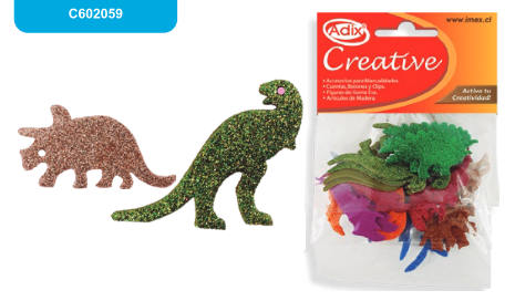 Dinosaurios de Goma Eva Adhesiva con Glitter    C602059